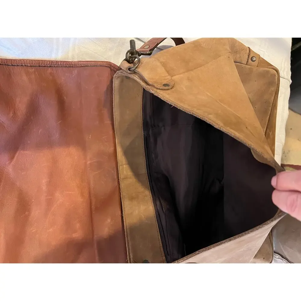 Leather Brown Files Messenger Bag